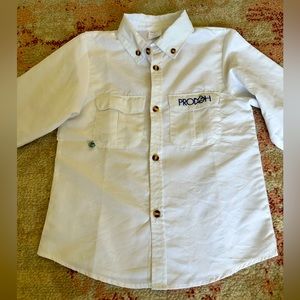 Boys White Prodoh Long Sleeve Fishing Shirt, Size M/10